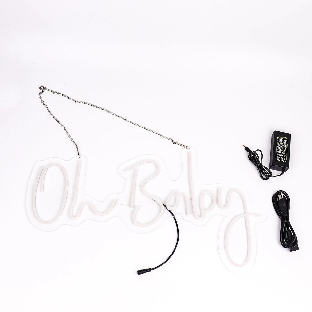 26" Warm White “Oh Baby” LED Neon Sign – Baby Shower & Party Wall Decor